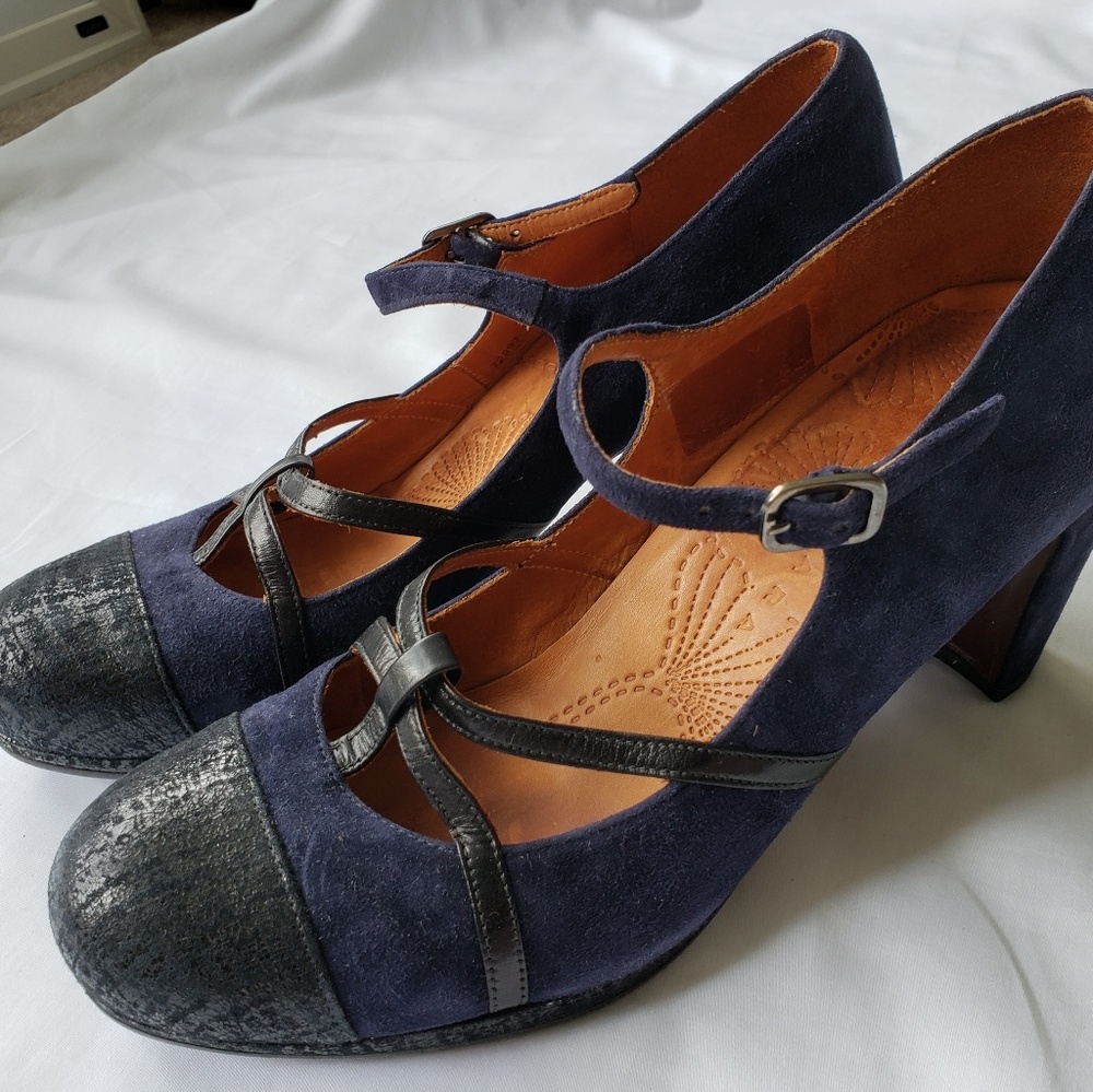 Chie Mihara Navy Suede Mary Jane Heels